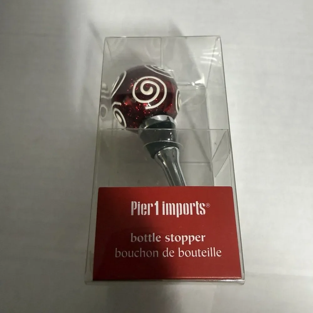 Pier 1 Imports Bottle Stopper Christmas Ball Bulb Ornament Red New Old stock